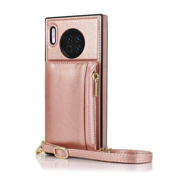 For Huawei Mate 30 Square Zipper Wallet Bag TPU+PU Back Cover Case with Holder & Card Slots & Wallet & Cross-body Strap