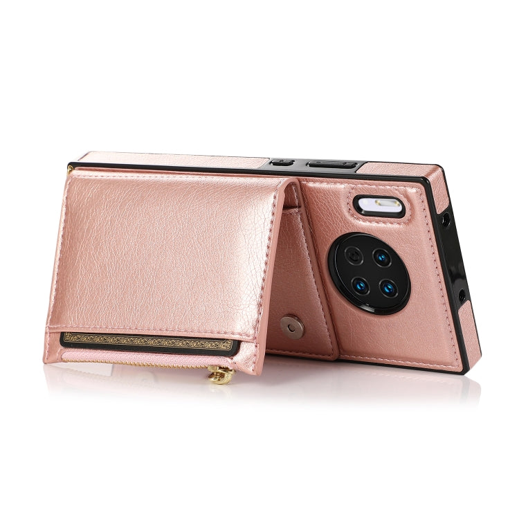 For Huawei Mate 30 Square Zipper Wallet Bag TPU+PU Back Cover Case with Holder & Card Slots & Wallet & Cross-body Strap