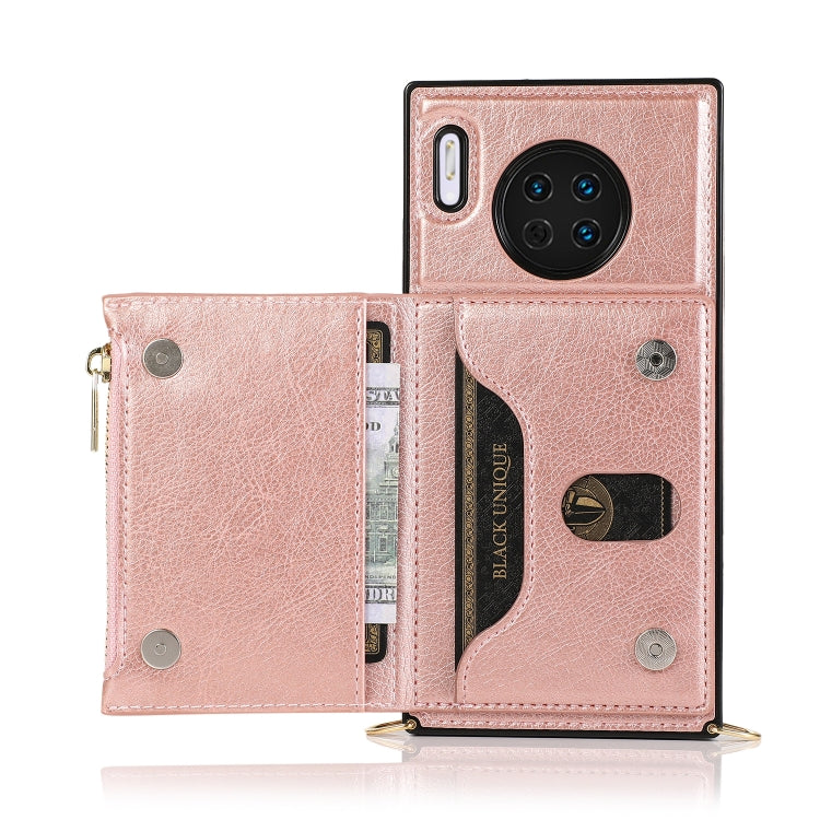For Huawei Mate 30 Square Zipper Wallet Bag TPU+PU Back Cover Case with Holder & Card Slots & Wallet & Cross-body Strap
