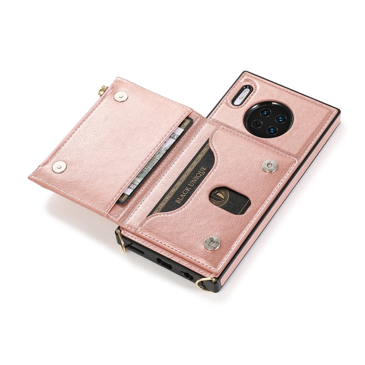 For Huawei Mate 30 Square Zipper Wallet Bag TPU+PU Back Cover Case with Holder & Card Slots & Wallet & Cross-body Strap