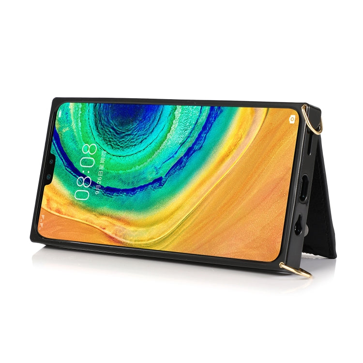 For Huawei Mate 30 Square Zipper Wallet Bag TPU+PU Back Cover Case with Holder & Card Slots & Wallet & Cross-body Strap