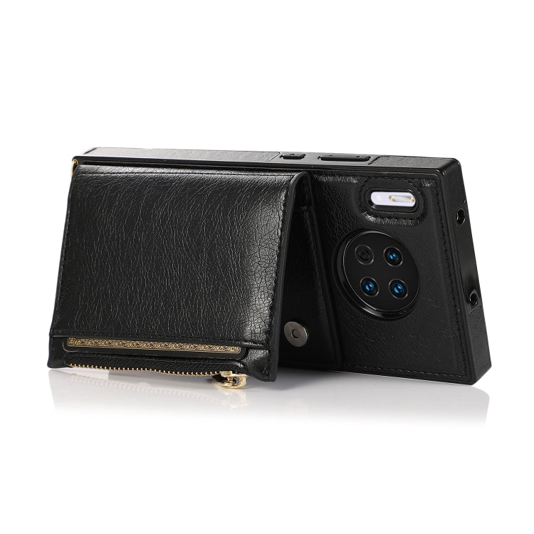 For Huawei Mate 30 Square Zipper Wallet Bag TPU+PU Back Cover Case with Holder & Card Slots & Wallet & Cross-body Strap