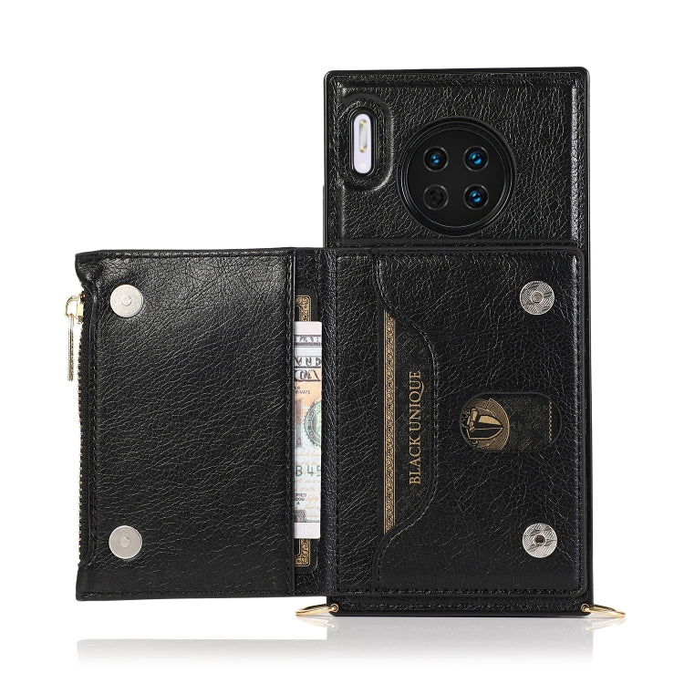 For Huawei Mate 30 Square Zipper Wallet Bag TPU+PU Back Cover Case with Holder & Card Slots & Wallet & Cross-body Strap