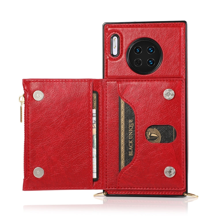 For Huawei Mate 30 Square Zipper Wallet Bag TPU+PU Back Cover Case with Holder & Card Slots & Wallet & Cross-body Strap