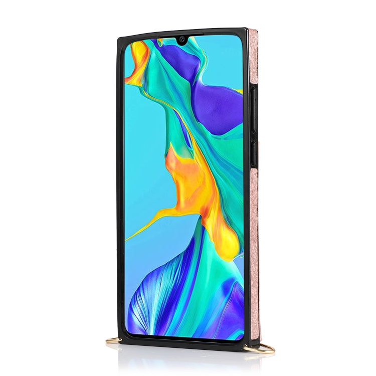 For Huawei P30 Square Zipper Wallet Bag TPU+PU Back Cover Case with Holder & Card Slots & Wallet & Cross-body Strap