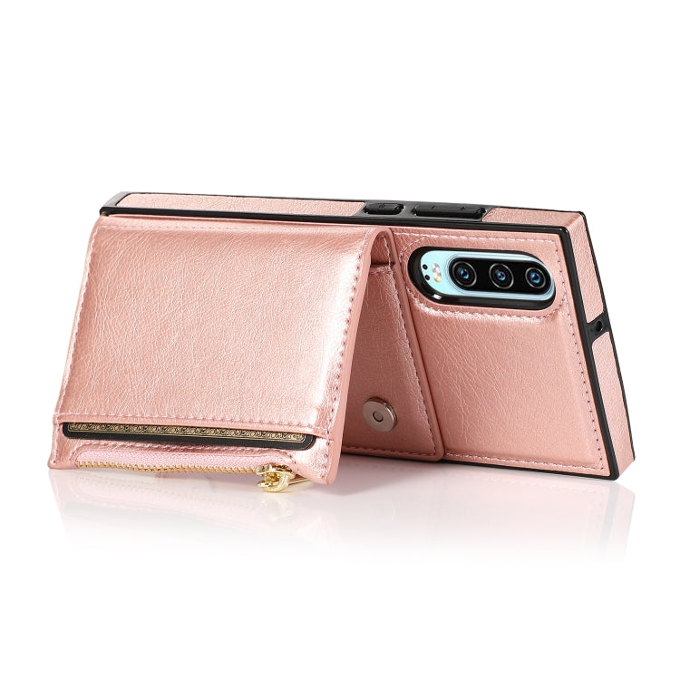 For Huawei P30 Square Zipper Wallet Bag TPU+PU Back Cover Case with Holder & Card Slots & Wallet & Cross-body Strap