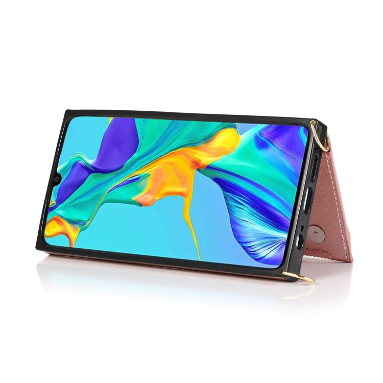 For Huawei P30 Square Zipper Wallet Bag TPU+PU Back Cover Case with Holder & Card Slots & Wallet & Cross-body Strap