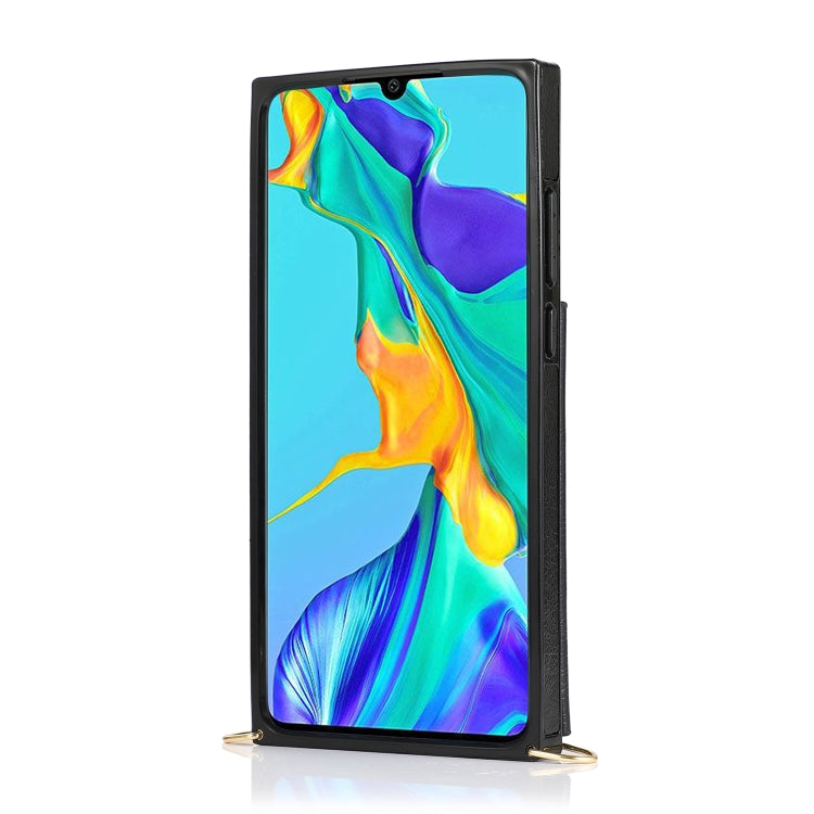 For Huawei P30 Square Zipper Wallet Bag TPU+PU Back Cover Case with Holder & Card Slots & Wallet & Cross-body Strap