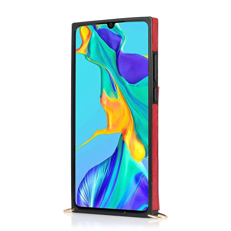 For Huawei P30 Square Zipper Wallet Bag TPU+PU Back Cover Case with Holder & Card Slots & Wallet & Cross-body Strap
