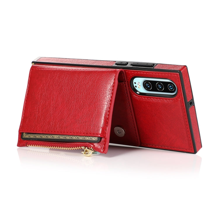 For Huawei P30 Square Zipper Wallet Bag TPU+PU Back Cover Case with Holder & Card Slots & Wallet & Cross-body Strap
