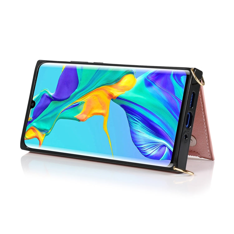 For Huawei P30 Pro Square Zipper Wallet Bag TPU+PU Back Cover Case with Holder & Card Slots & Wallet & Cross-body Strap