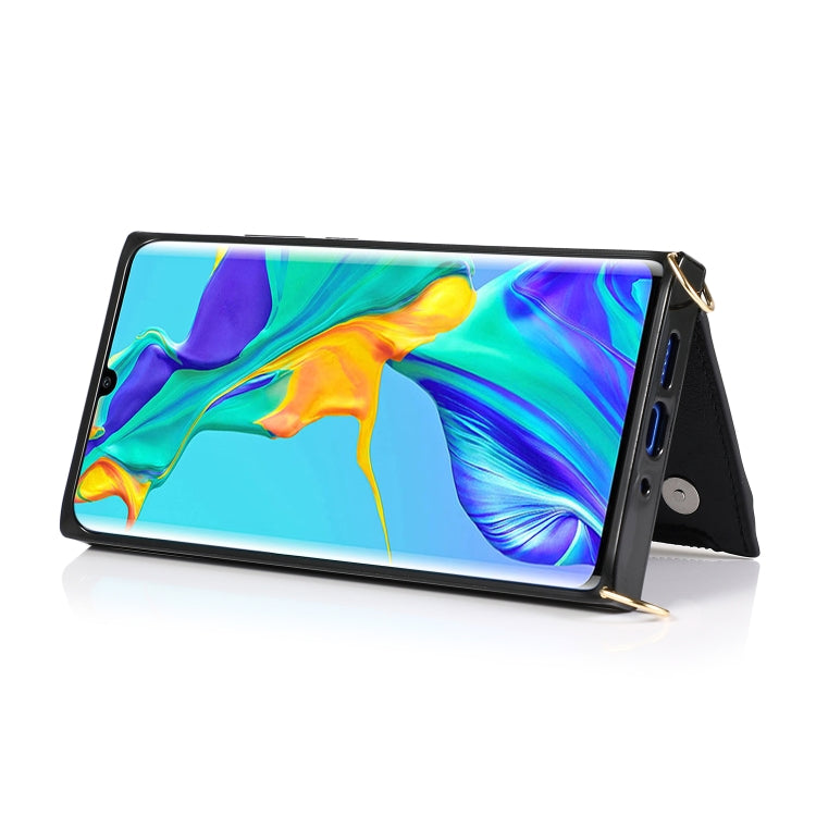 For Huawei P30 Pro Square Zipper Wallet Bag TPU+PU Back Cover Case with Holder & Card Slots & Wallet & Cross-body Strap