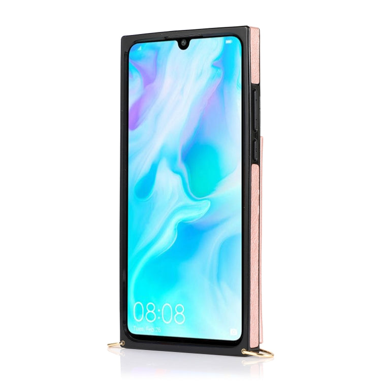 For Huawei P30 Lite Square Zipper Wallet Bag TPU+PU Back Cover Case with Holder & Card Slots & Wallet & Cross-body Strap