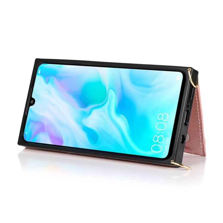 For Huawei P30 Lite Square Zipper Wallet Bag TPU+PU Back Cover Case with Holder & Card Slots & Wallet & Cross-body Strap