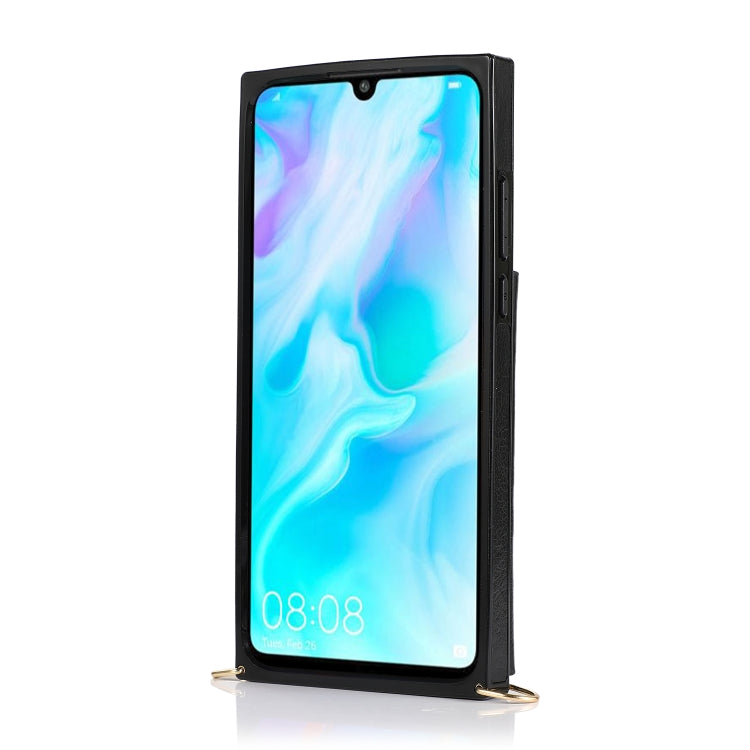For Huawei P30 Lite Square Zipper Wallet Bag TPU+PU Back Cover Case with Holder & Card Slots & Wallet & Cross-body Strap