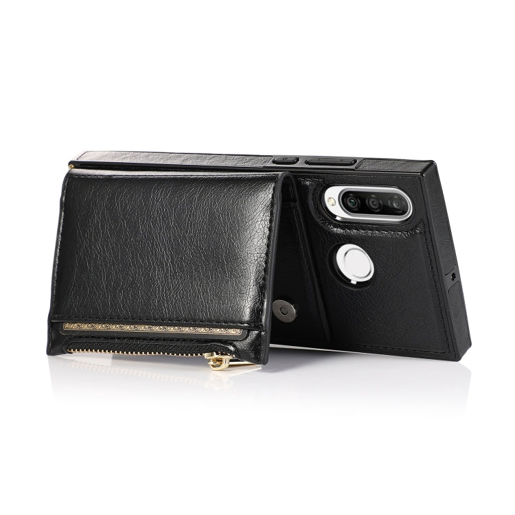 For Huawei P30 Lite Square Zipper Wallet Bag TPU+PU Back Cover Case with Holder & Card Slots & Wallet & Cross-body Strap