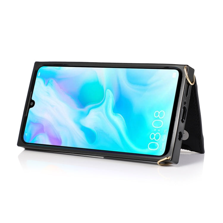 For Huawei P30 Lite Square Zipper Wallet Bag TPU+PU Back Cover Case with Holder & Card Slots & Wallet & Cross-body Strap