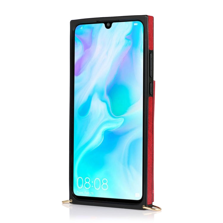 For Huawei P30 Lite Square Zipper Wallet Bag TPU+PU Back Cover Case with Holder & Card Slots & Wallet & Cross-body Strap