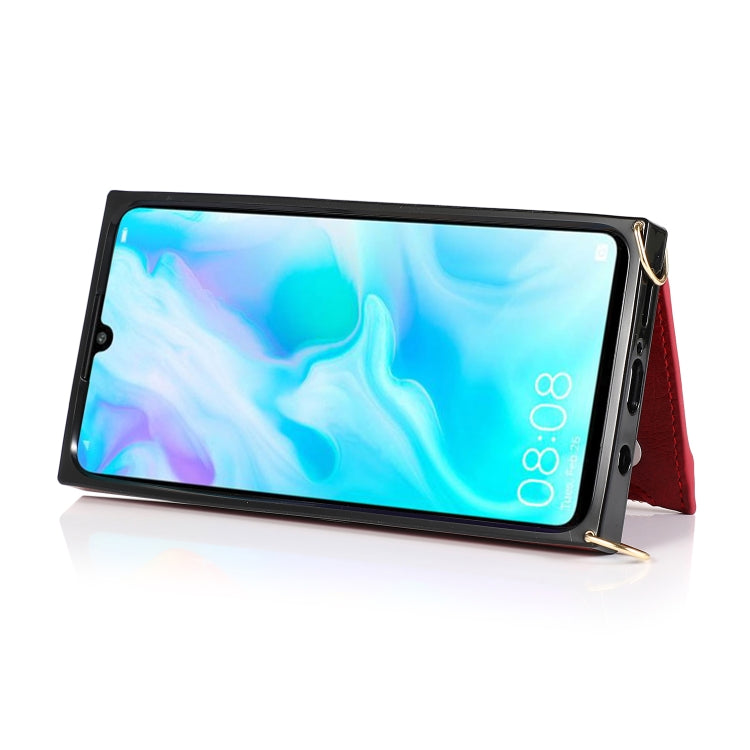 For Huawei P30 Lite Square Zipper Wallet Bag TPU+PU Back Cover Case with Holder & Card Slots & Wallet & Cross-body Strap