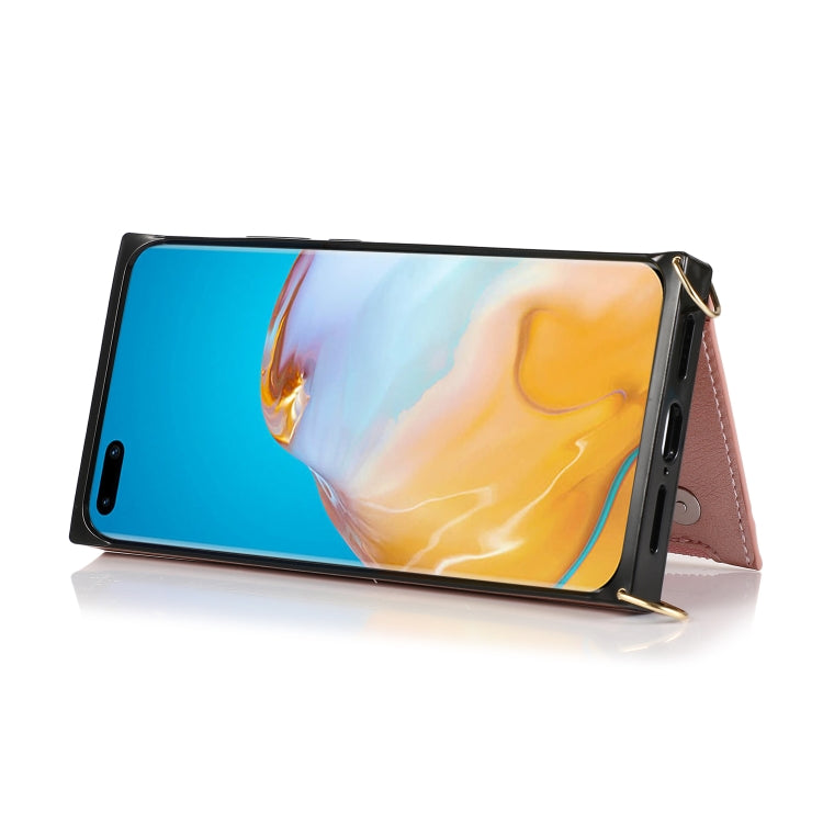 For Huawei P40 Square Zipper Wallet Bag TPU+PU Back Cover Case with Holder & Card Slots & Wallet & Cross-body Strap