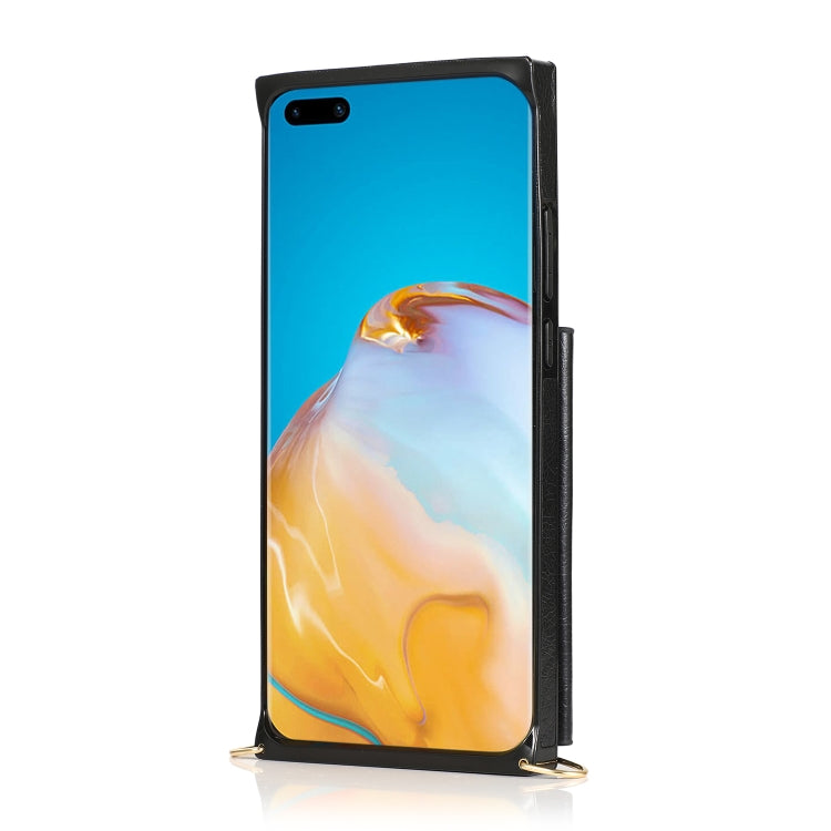 For Huawei P40 Square Zipper Wallet Bag TPU+PU Back Cover Case with Holder & Card Slots & Wallet & Cross-body Strap