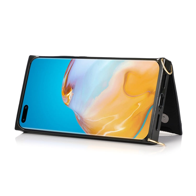 For Huawei P40 Square Zipper Wallet Bag TPU+PU Back Cover Case with Holder & Card Slots & Wallet & Cross-body Strap