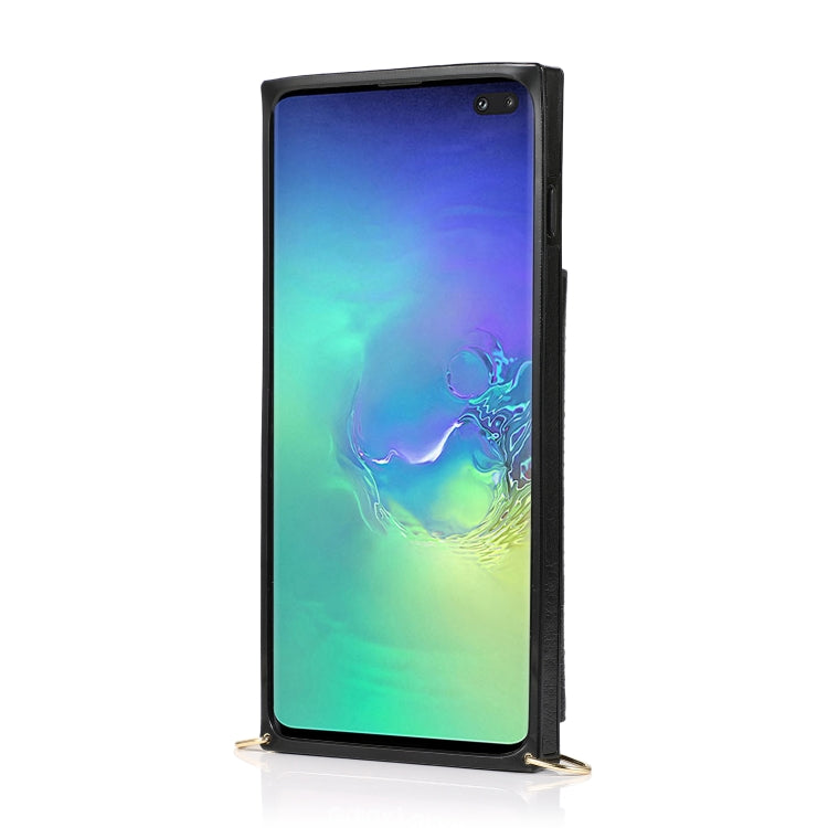 For Samsung Galaxy S10e Square Zipper Wallet Bag TPU+PU Back Cover Case with Holder & Card Slots & Wallet & Cross-body Strap