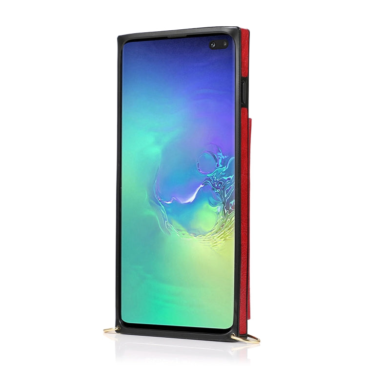 For Samsung Galaxy S10e Square Zipper Wallet Bag TPU+PU Back Cover Case with Holder & Card Slots & Wallet & Cross-body Strap