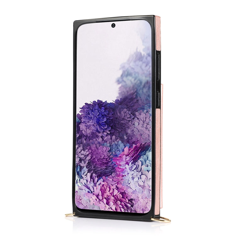 For Samsung Galaxy S20 Plus Square Zipper Wallet Bag TPU+PU Back Cover Case with Holder & Card Slots & Wallet & Cross-body Strap