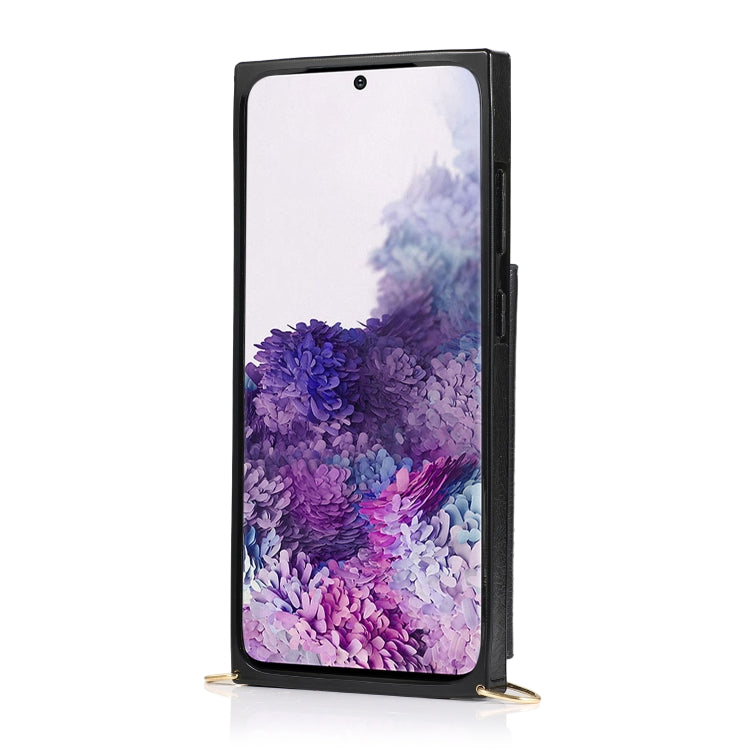 For Samsung Galaxy S20 Plus Square Zipper Wallet Bag TPU+PU Back Cover Case with Holder & Card Slots & Wallet & Cross-body Strap