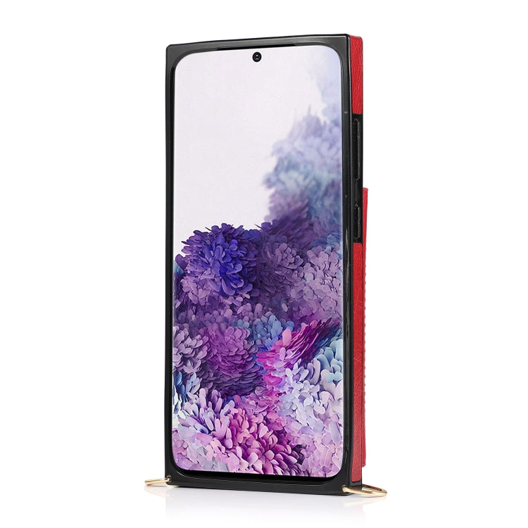 For Samsung Galaxy S20 Plus Square Zipper Wallet Bag TPU+PU Back Cover Case with Holder & Card Slots & Wallet & Cross-body Strap