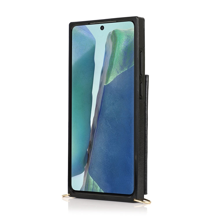 For Samsung Galaxy Note20 Square Zipper Wallet Bag TPU+PU Back Cover Case with Holder & Card Slots & Wallet & Cross-body Strap