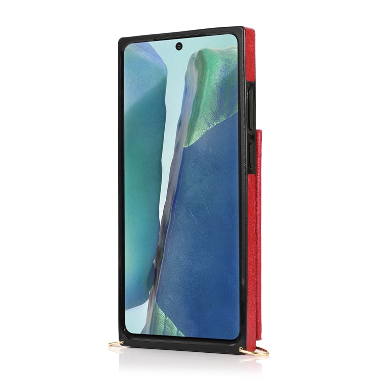 For Samsung Galaxy Note20 Square Zipper Wallet Bag TPU+PU Back Cover Case with Holder & Card Slots & Wallet & Cross-body Strap