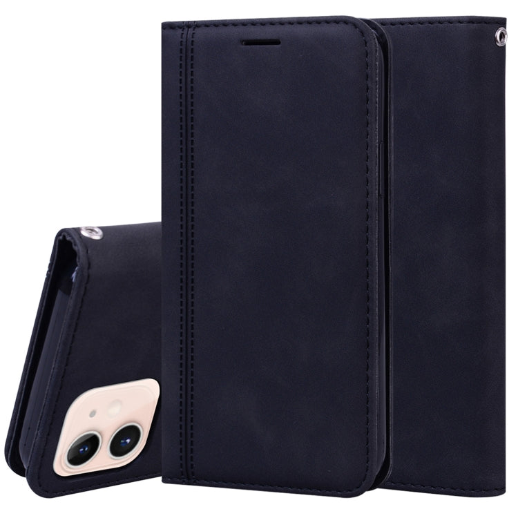 For iPhone 12 mini Frosted Business Magnetic Horizontal Flip PU Leather Case with Holder & Card Slot & Lanyard