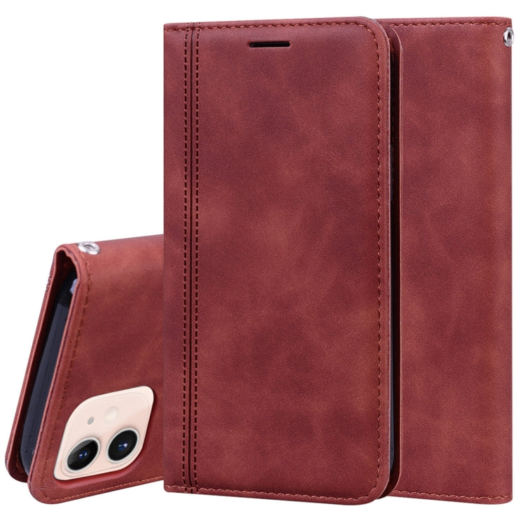 For iPhone 12 mini Frosted Business Magnetic Horizontal Flip PU Leather Case with Holder & Card Slot & Lanyard