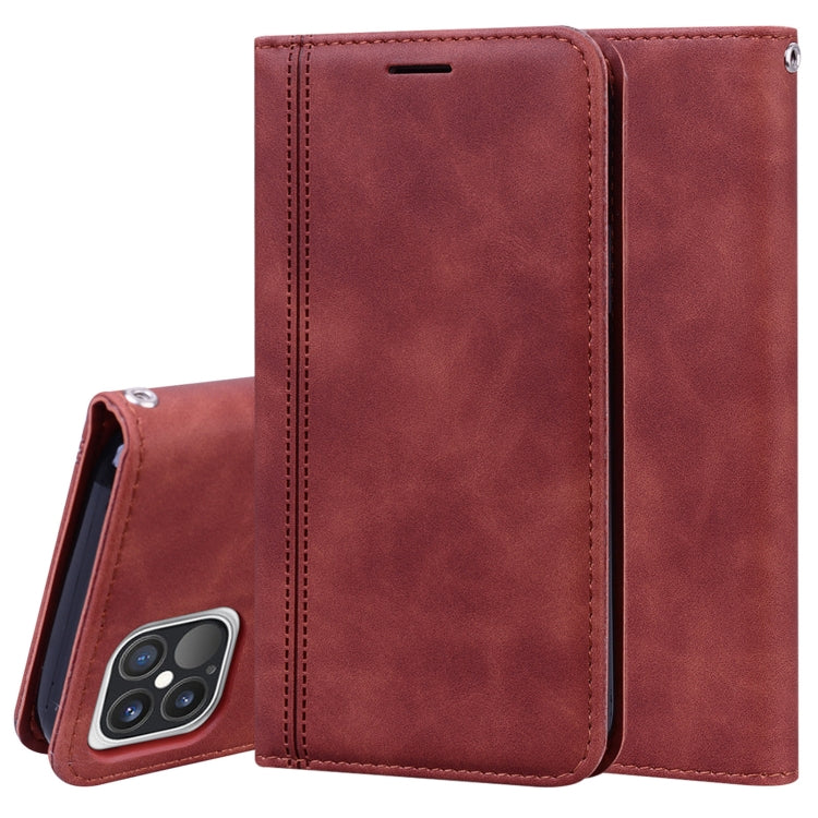 For iPhone 12 Pro Max Frosted Business Magnetic Horizontal Flip PU Leather Case with Holder & Card Slot & Lanyard