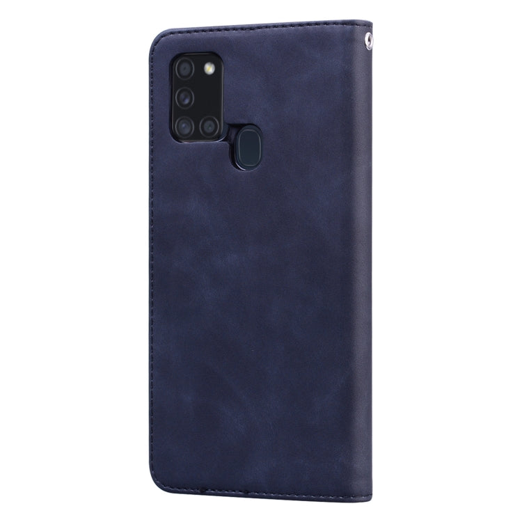 For Samsung Galaxy A21s Frosted Business Magnetic Horizontal Flip PU Leather Case with Holder & Card Slot & Lanyard