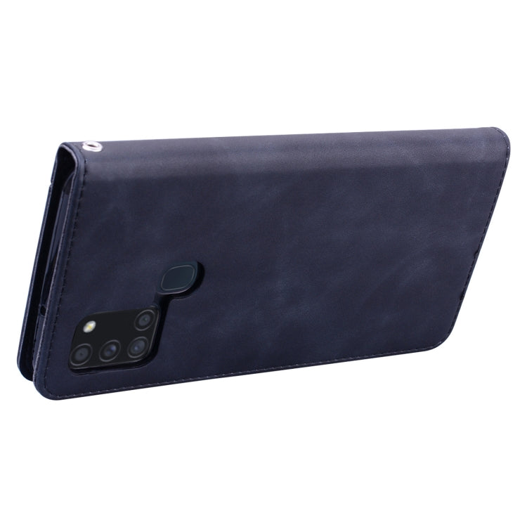 For Samsung Galaxy A21s Frosted Business Magnetic Horizontal Flip PU Leather Case with Holder & Card Slot & Lanyard