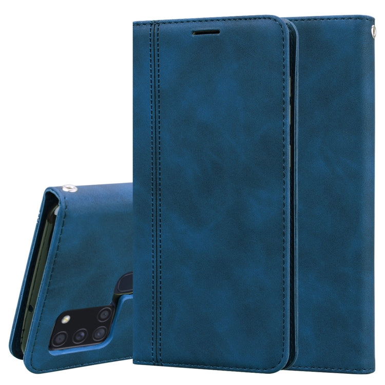 For Samsung Galaxy A21s Frosted Business Magnetic Horizontal Flip PU Leather Case with Holder & Card Slot & Lanyard