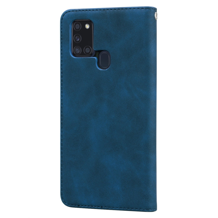 For Samsung Galaxy A21s Frosted Business Magnetic Horizontal Flip PU Leather Case with Holder & Card Slot & Lanyard