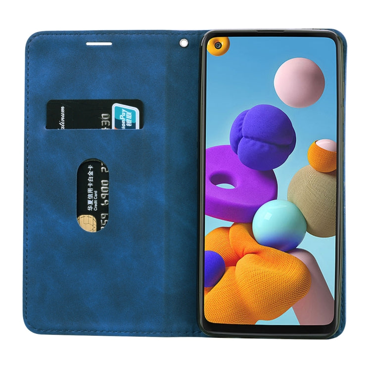 For Samsung Galaxy A21s Frosted Business Magnetic Horizontal Flip PU Leather Case with Holder & Card Slot & Lanyard
