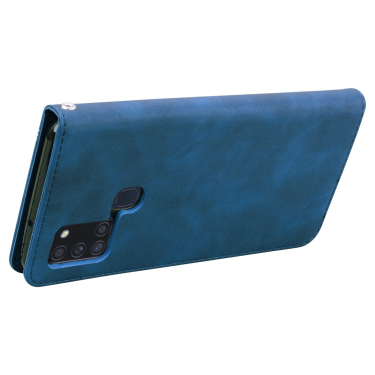 For Samsung Galaxy A21s Frosted Business Magnetic Horizontal Flip PU Leather Case with Holder & Card Slot & Lanyard