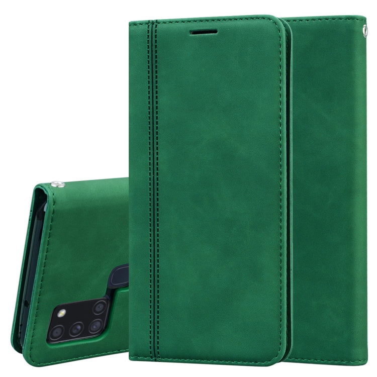 For Samsung Galaxy A21s Frosted Business Magnetic Horizontal Flip PU Leather Case with Holder & Card Slot & Lanyard