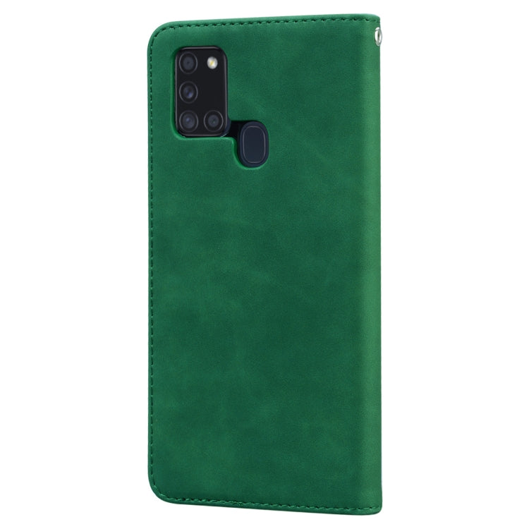 For Samsung Galaxy A21s Frosted Business Magnetic Horizontal Flip PU Leather Case with Holder & Card Slot & Lanyard