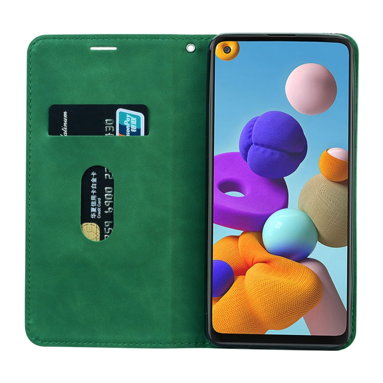 For Samsung Galaxy A21s Frosted Business Magnetic Horizontal Flip PU Leather Case with Holder & Card Slot & Lanyard