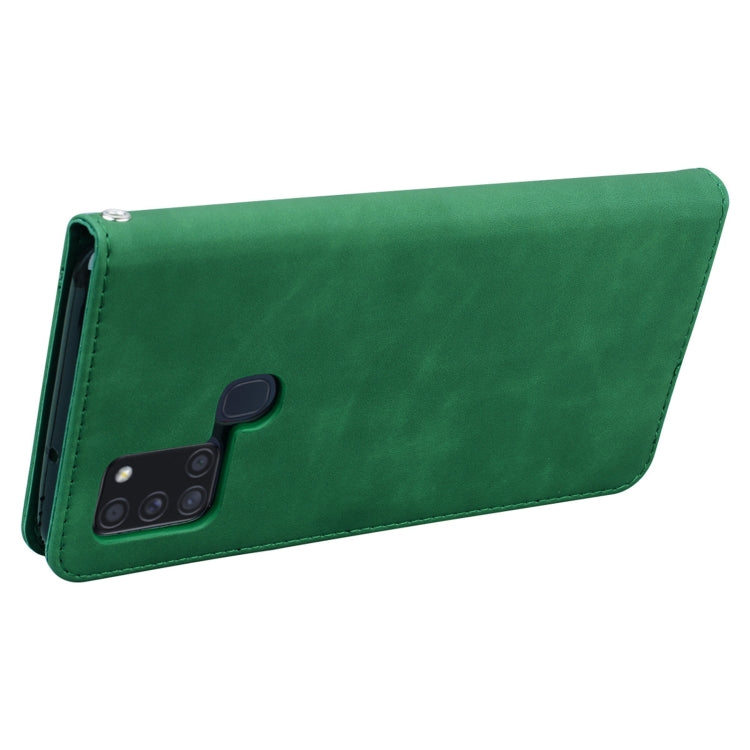 For Samsung Galaxy A21s Frosted Business Magnetic Horizontal Flip PU Leather Case with Holder & Card Slot & Lanyard