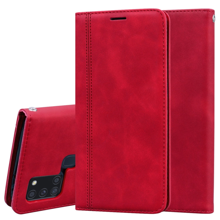 For Samsung Galaxy A21s Frosted Business Magnetic Horizontal Flip PU Leather Case with Holder & Card Slot & Lanyard