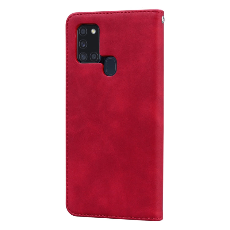 For Samsung Galaxy A21s Frosted Business Magnetic Horizontal Flip PU Leather Case with Holder & Card Slot & Lanyard