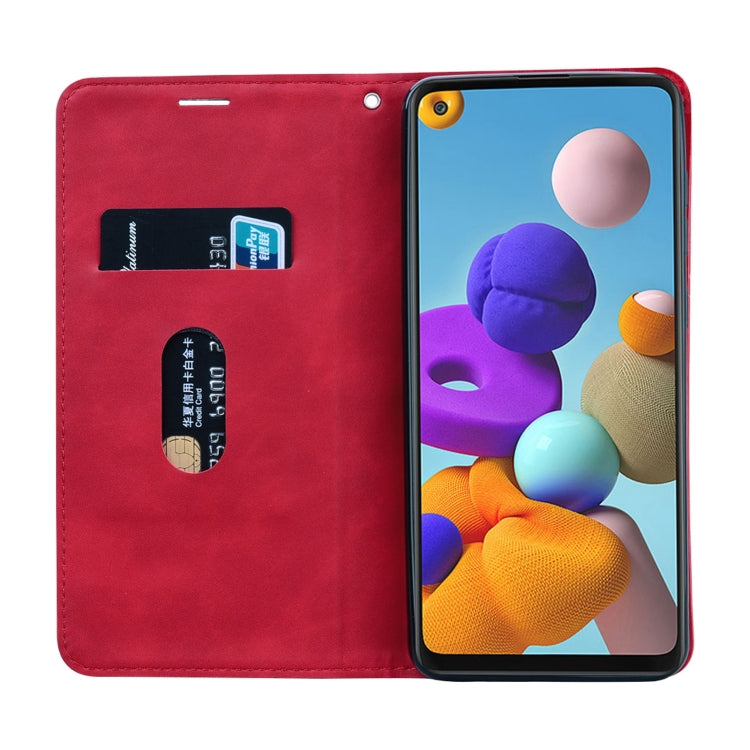 For Samsung Galaxy A21s Frosted Business Magnetic Horizontal Flip PU Leather Case with Holder & Card Slot & Lanyard