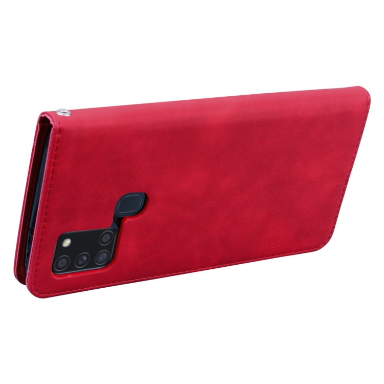 For Samsung Galaxy A21s Frosted Business Magnetic Horizontal Flip PU Leather Case with Holder & Card Slot & Lanyard